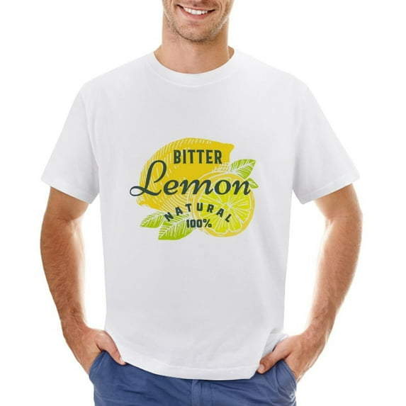 BITTER LEMON Men’s T-Shirt 100% Cotton Casual Short Sleeve Tops Gift Tee White XS