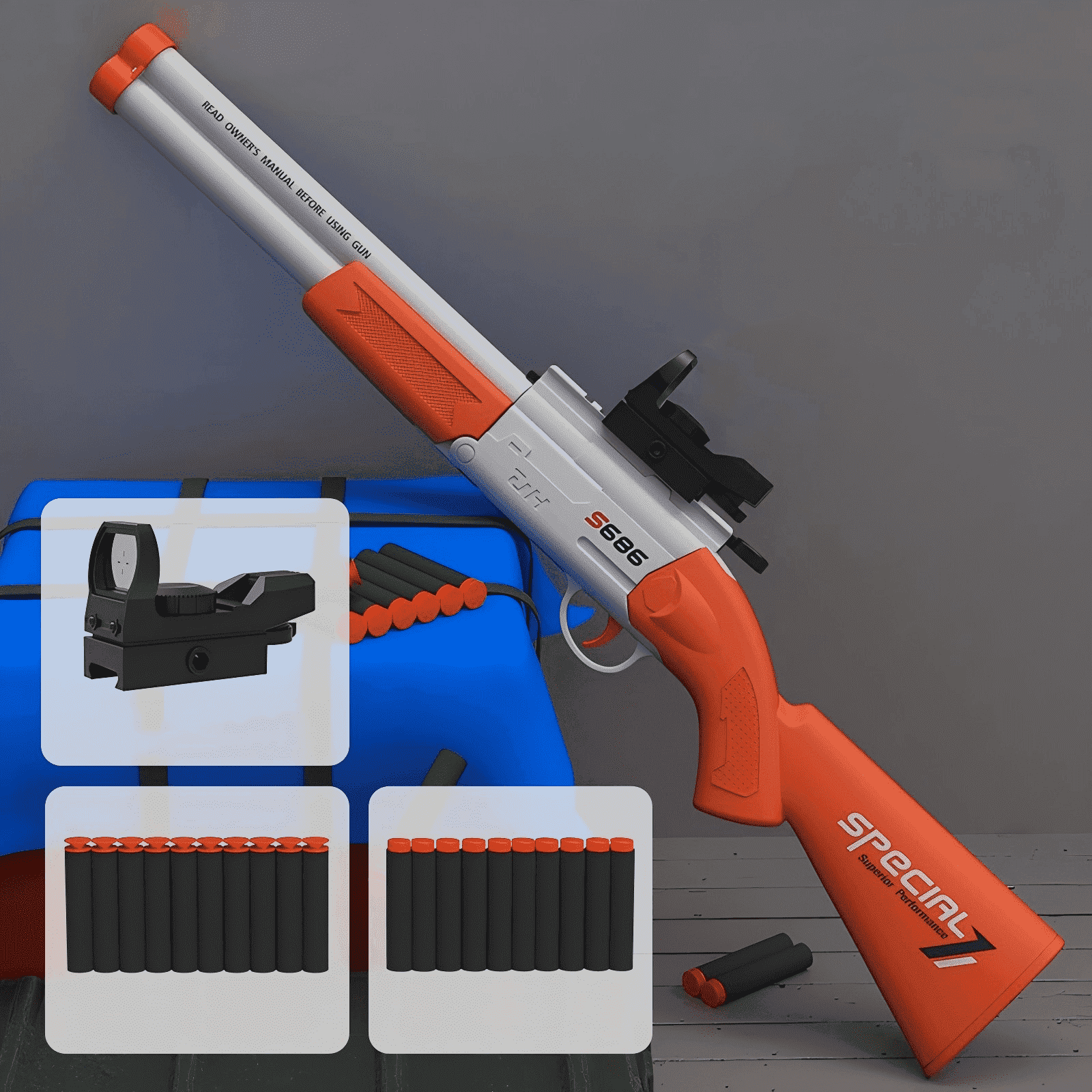 BIU BLASTER Manual Double Barrel Foam Dart Blaster – 25 Inch, Safe