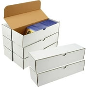 BIU-BOOM Cardboard Boxes for Trading Cards,Baseball,Football,Basketball,Hockey, Sportscards,Trading Card Storage Box for Toploader full lid-Corrugated Cardboard Storage Boxes (8-Pack, White)