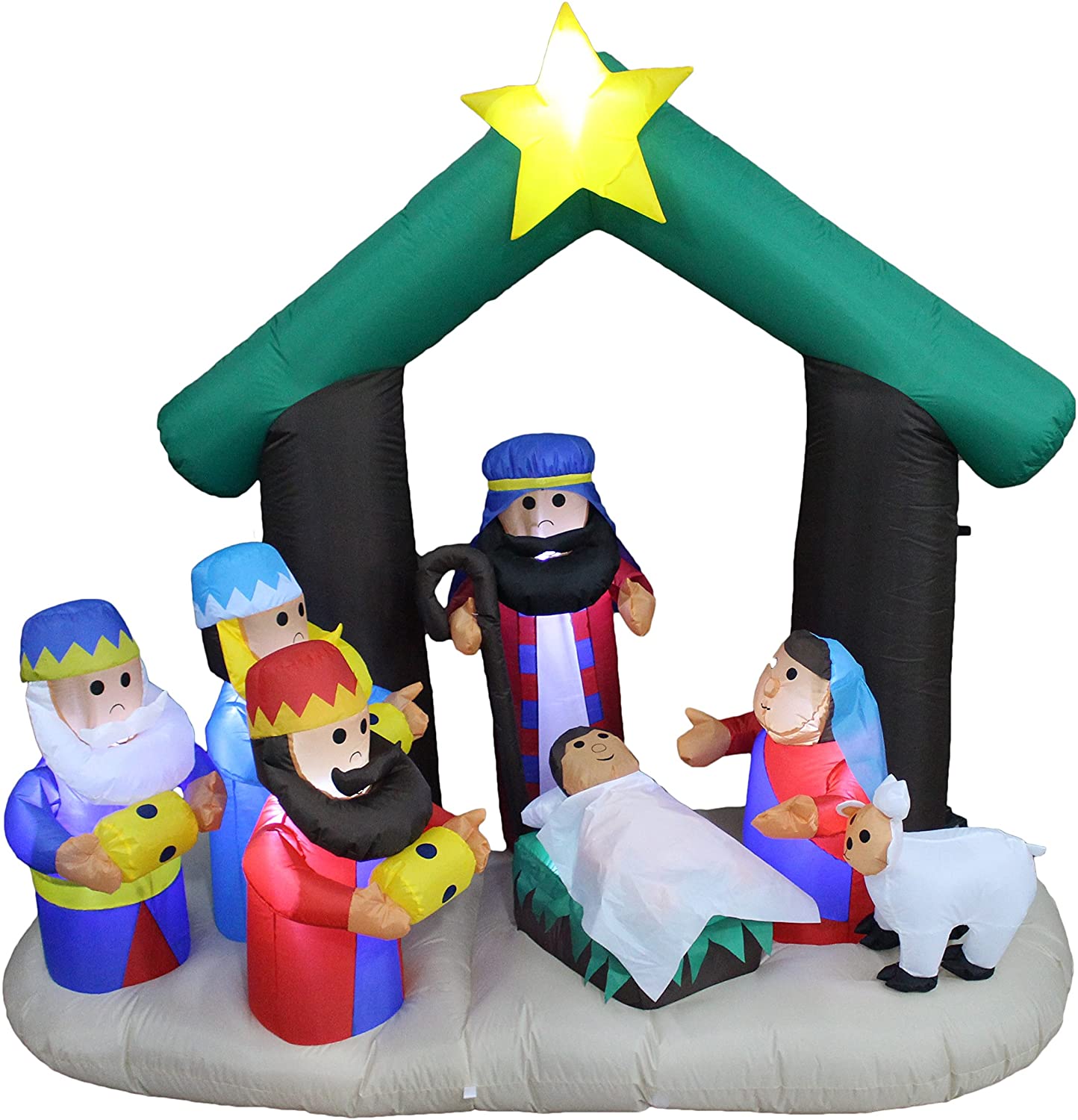 BIUBAIDAO 6 Foot Tall Christmas Inflatable Nativity Scene Manger Set