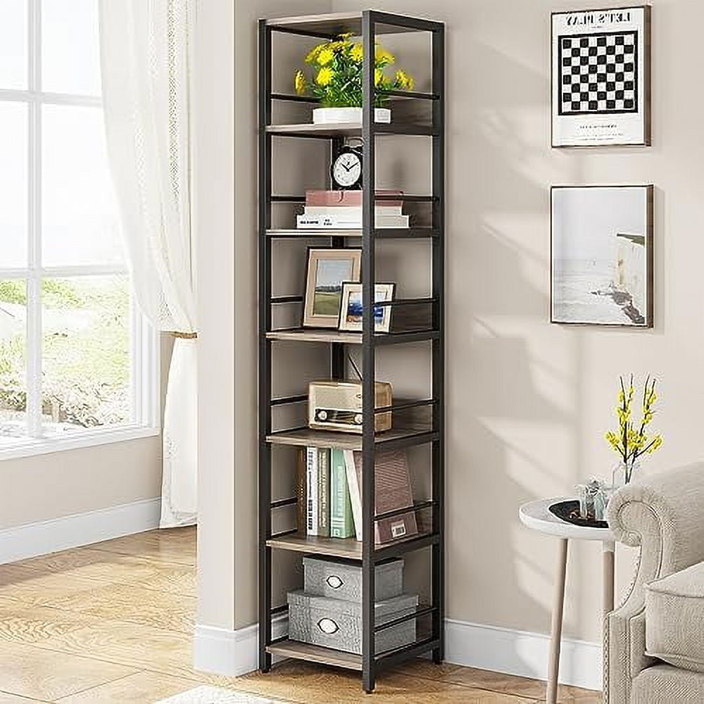 BIUBAIDAO 6-Tier Corner 75 Inch Tall Narrow Bookshelf Rack Etagere ...