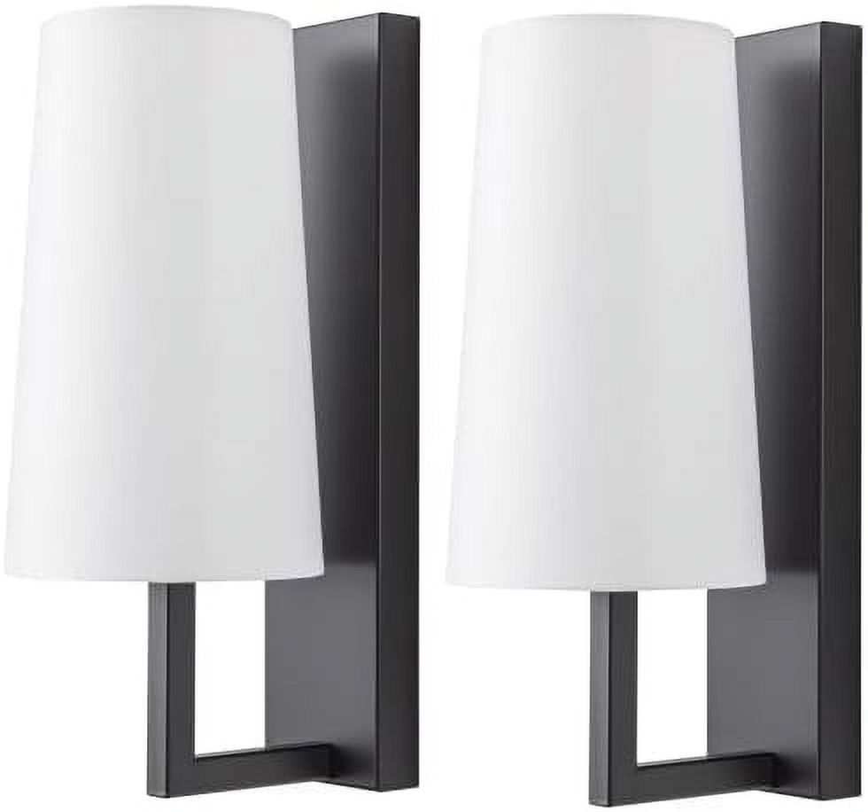 BIUBAIDAO Fabric Shade Wall Light Set of 2 Battery Powered Run Wall Sconce No Wires Fixtures