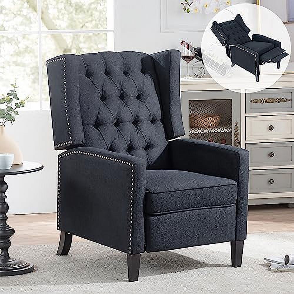 BIUBAIDAO Push Back Recliner Chair Upholstered Wingback Chair Tufted
