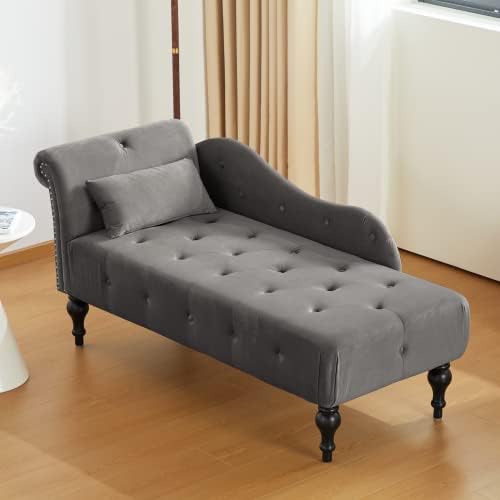 BIUBAIDAO Tufted Upholstered Velvet Rolled Arm Chaise Lounges Indoor