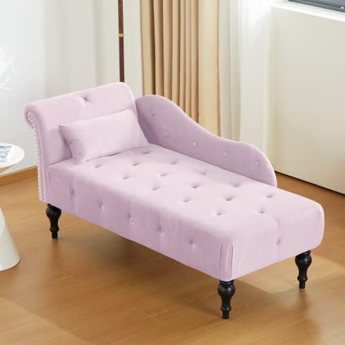 BIUBAIDAO Tufted Upholstered Velvet Rolled Arm Chaise Lounges Indoor
