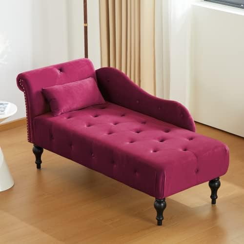 BIUBAIDAO Tufted Upholstered Velvet Rolled Arm Chaise Lounges Indoor