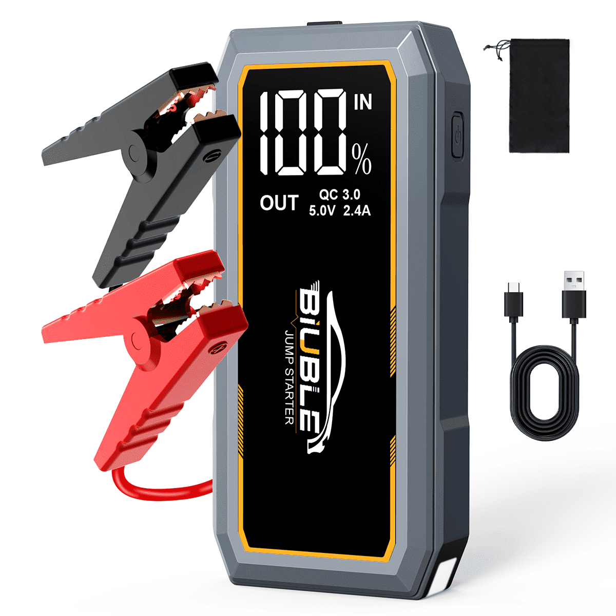 BIUBLE 5500A Car Jump Starter with LED Flashlight, 18W Fast Charger，12V ...