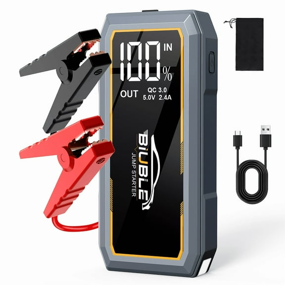 BIUBLE 5500A Car Jump Starter with LED Flashlight, 18W Fast Charger12V Battery Booster Charger For Gas And Diesel Engines