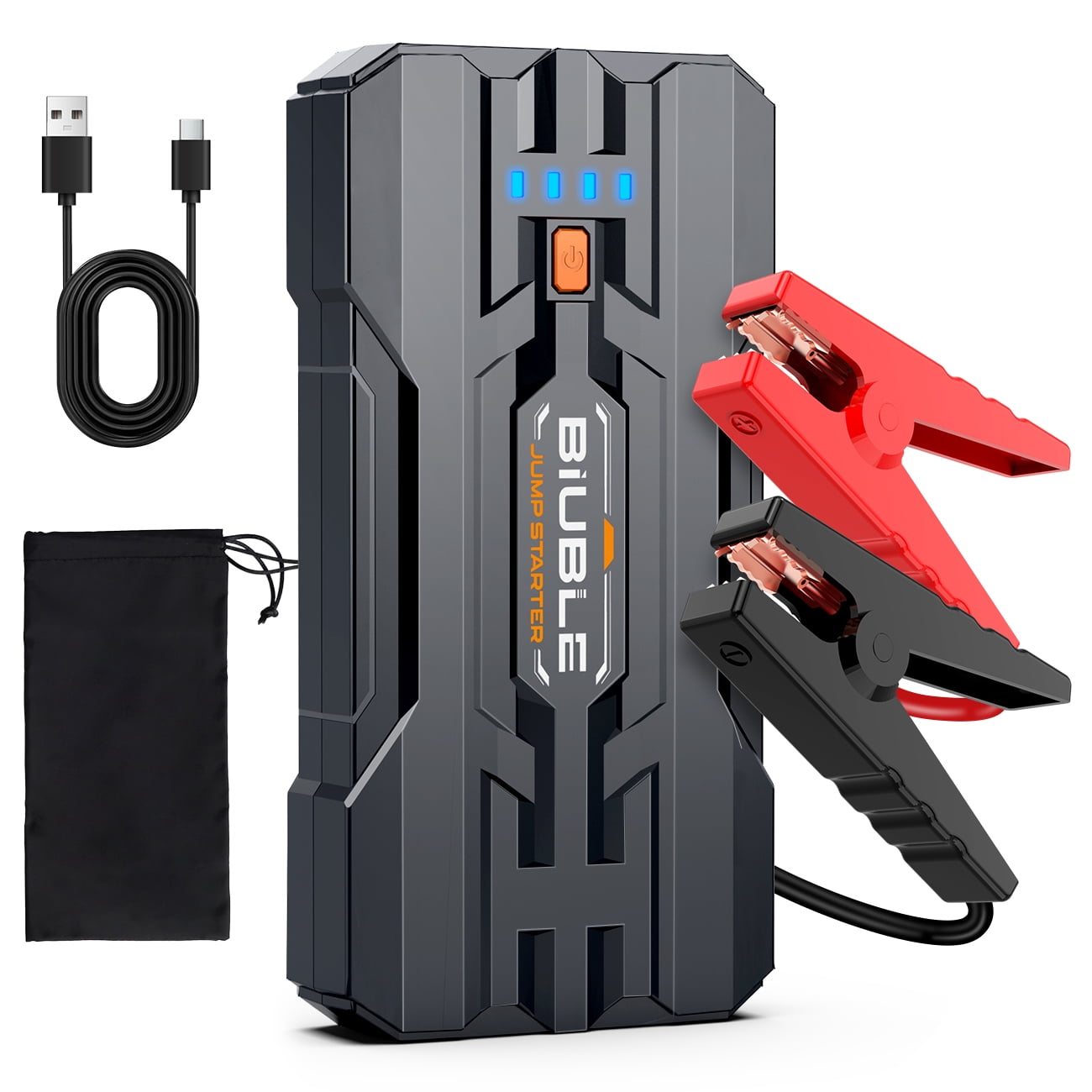 BIUBLE 7000A Peak Portable Car Jump Starter for 10.0L Gas and 8.0L Diesel Engines, with LED Light, LCD Screen, USB-C & QC3.0 Fast Charging