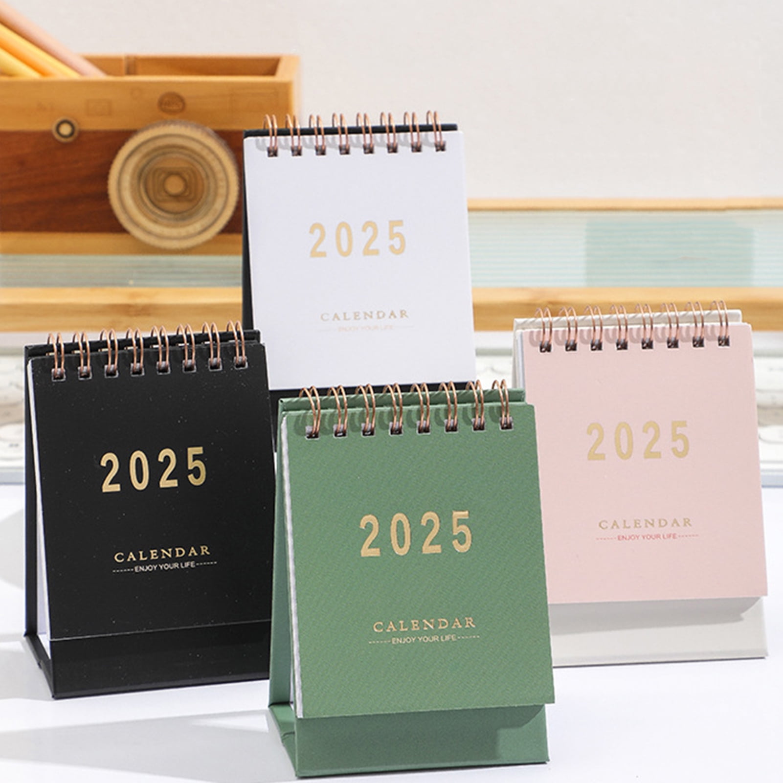 BIWEIBO Mini Desk Calendar 2025, Triangular Folding Calendar, Fliptop