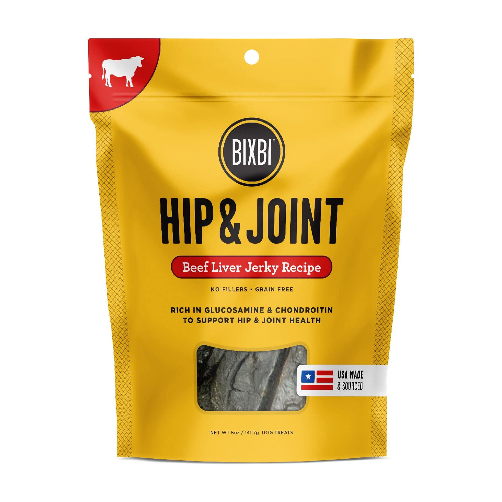 BIXBI Hip & Joint YPF5 Support Beef Liver Jerky Dog 5 oz USA Made