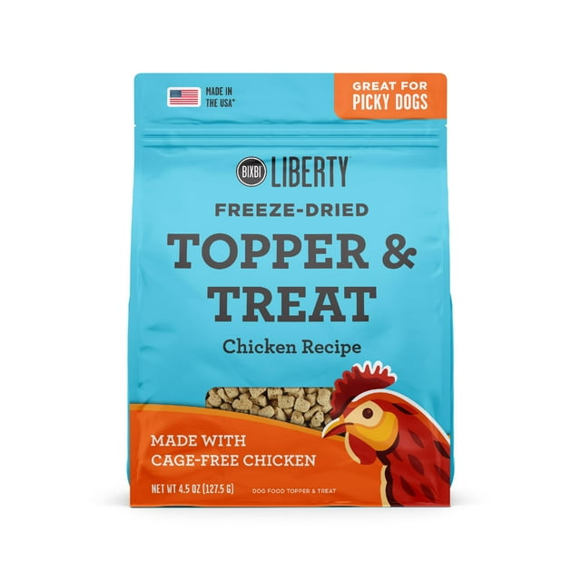 BIXBI Liberty Freeze Dried MMF7 Dog Food Topper + Dog Treat, Chicken