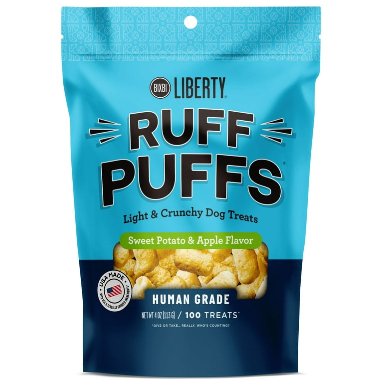 BIXBI Liberty Ruff Puffs, Sweet Potato & Apple Flavored, Crunchy