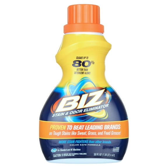 BIZ Stain and Odor Eliminator Liquid for Tough Stains, 50 fl oz
