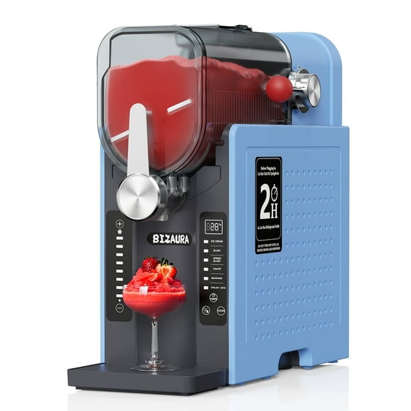 BIZAURA Slushie Machine, Slushy Machine for Home No Ice Need, Professional Frozen Drink Maker, 6 Presets for Milkshakes, Frappés, Slush, Ice Cream,Blue