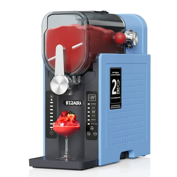 BIZAURA Slushie Machine, Slushy Machine for Home No Ice Need, Professional Frozen Drink Maker, 6 Presets for Milkshakes, Frappés, Slush, Ice Cream,Blue