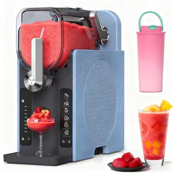 Slushie Machine & Slushy Maker Bundle, Slushy Machine for Home No Ice Need, Professional Frozen Drink Maker, 6 Presets for Milkshakes, Frapps, Slush, and Bonus Insulated Tumbler