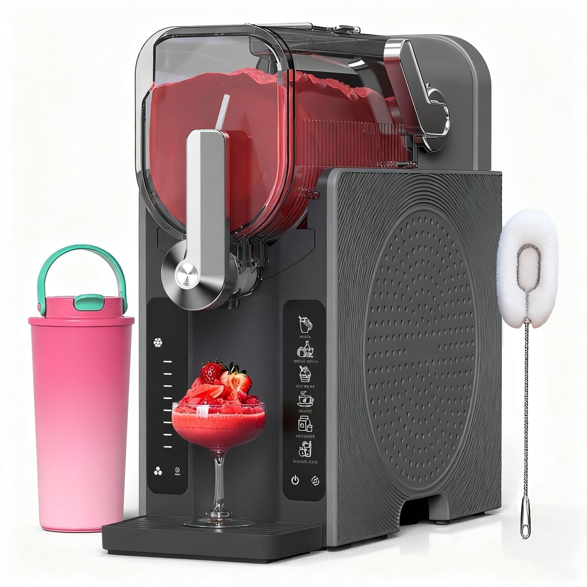 BIZAURA Slushie Machine & Slushy Maker Bundle, Slushy Machine for Home No Ice Need, Professional Frozen Drink Maker, 6 Presets for Milkshakes, Frapps, Slush, and Bonus Insulated Tumbler