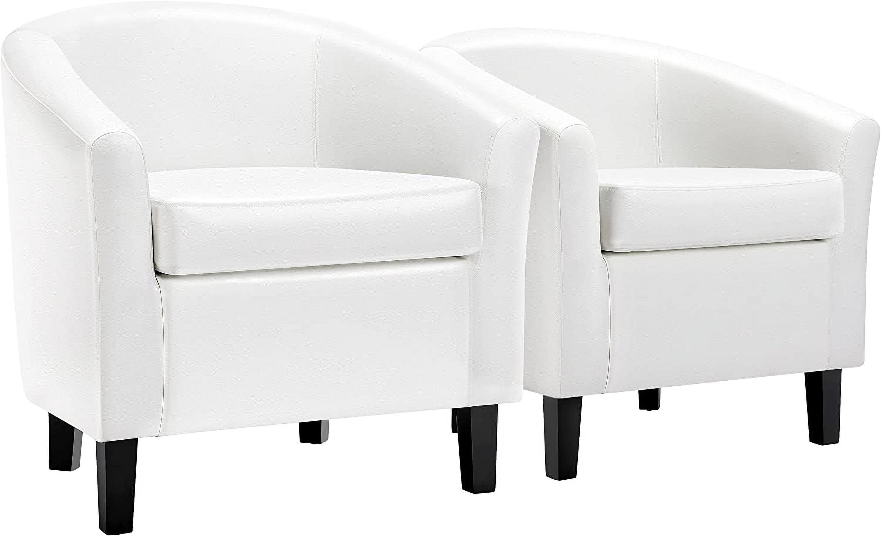 BIZFURN Accent Chairs Set of 2, Faux Leather Barrel Chairs, Modern ...