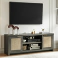 BIZFURN Hampstead 65 inch Rattan TV Stand with Storage, Entertainment