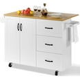 BIZFURN Kitchen Island with Drop Leaf & 3 Drawers, 51” Portable Kitchen