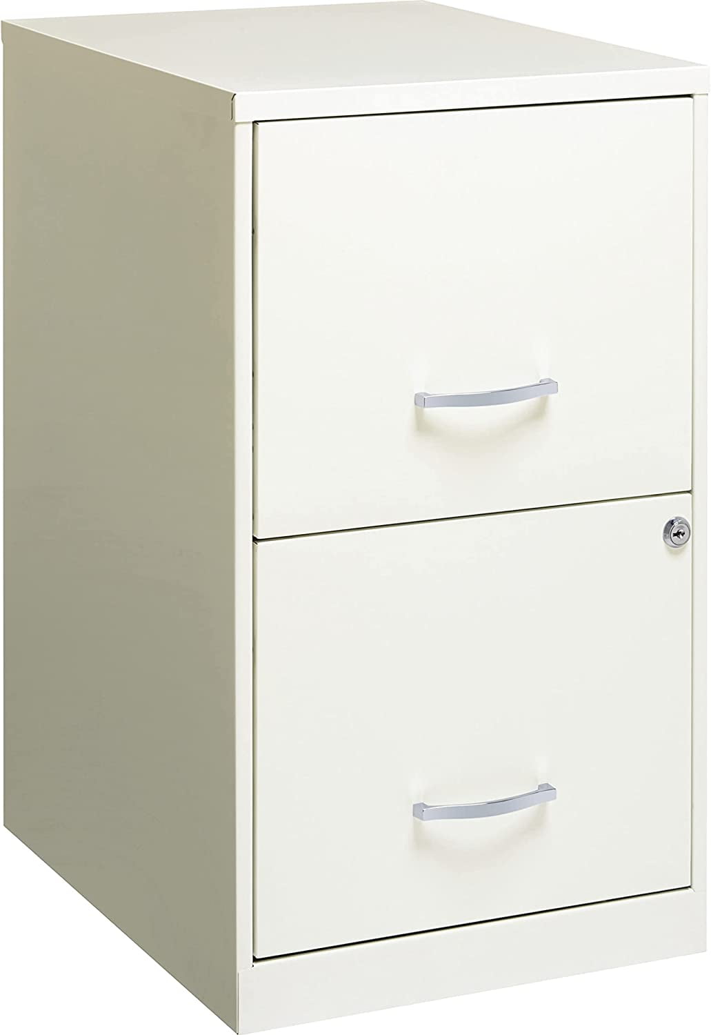 White 18" Lockable 2-Drawer Steel File Cabinet
