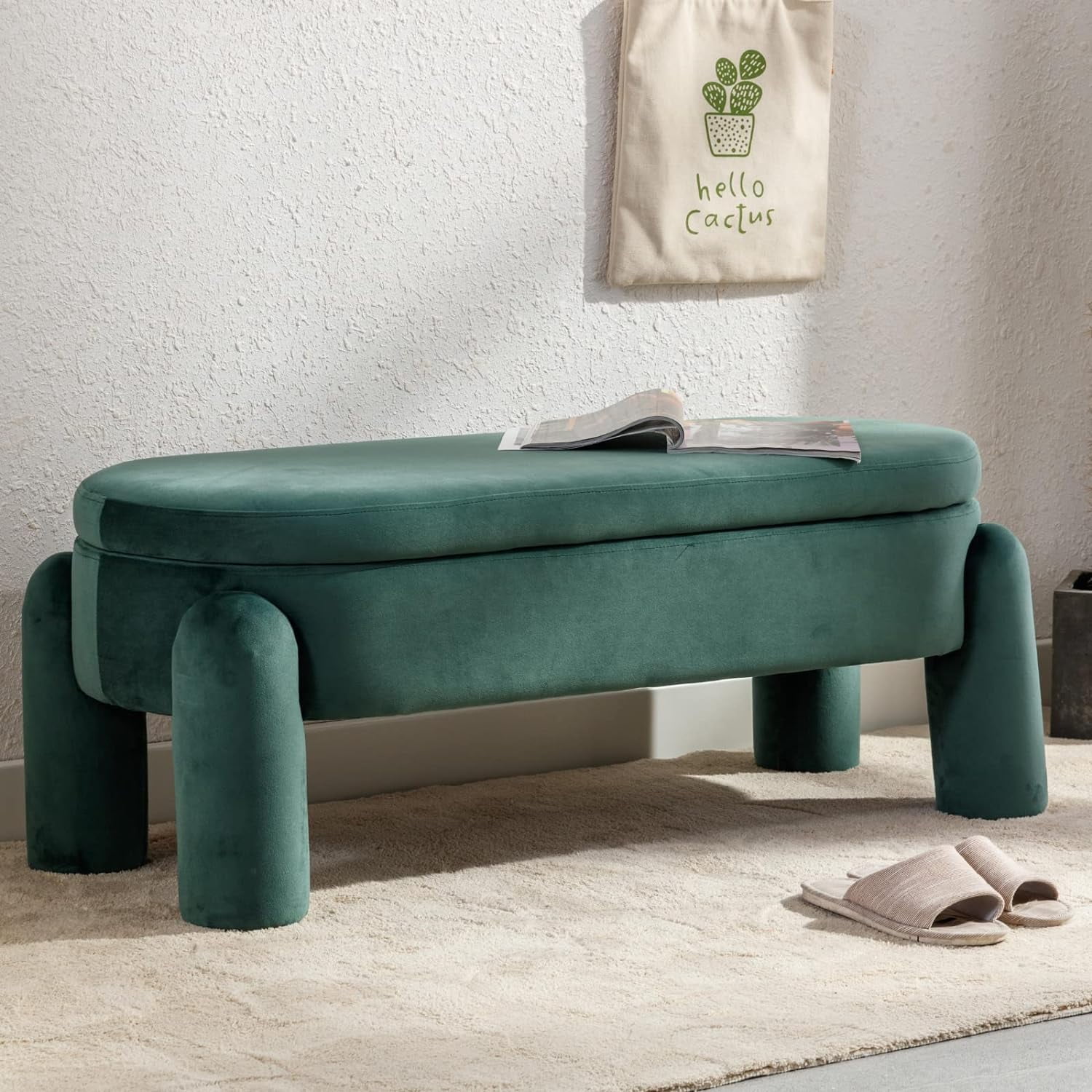 BIZFURN Modern Storage Bench, 44.7 Inch Upholstered Ottoman Bench