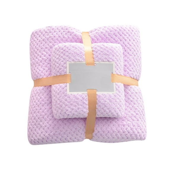 BIZHUA 1PC Bath Towel and 1pc Hand Towels Set - Soft Absorbent Cotton Towels for Bathroom,Soft Plush & Absorbent Bath Towels Set for Spa Hotel Dorm Purple,140X70Cm + 35X75Cm