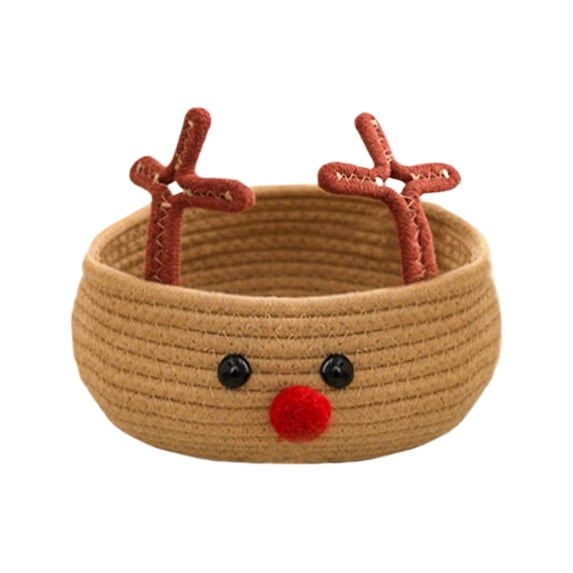 BIZHUA Christmas Candy Gift Basket, Wicker Storage Basket for Sweets, Holiday Treat Container for Parties