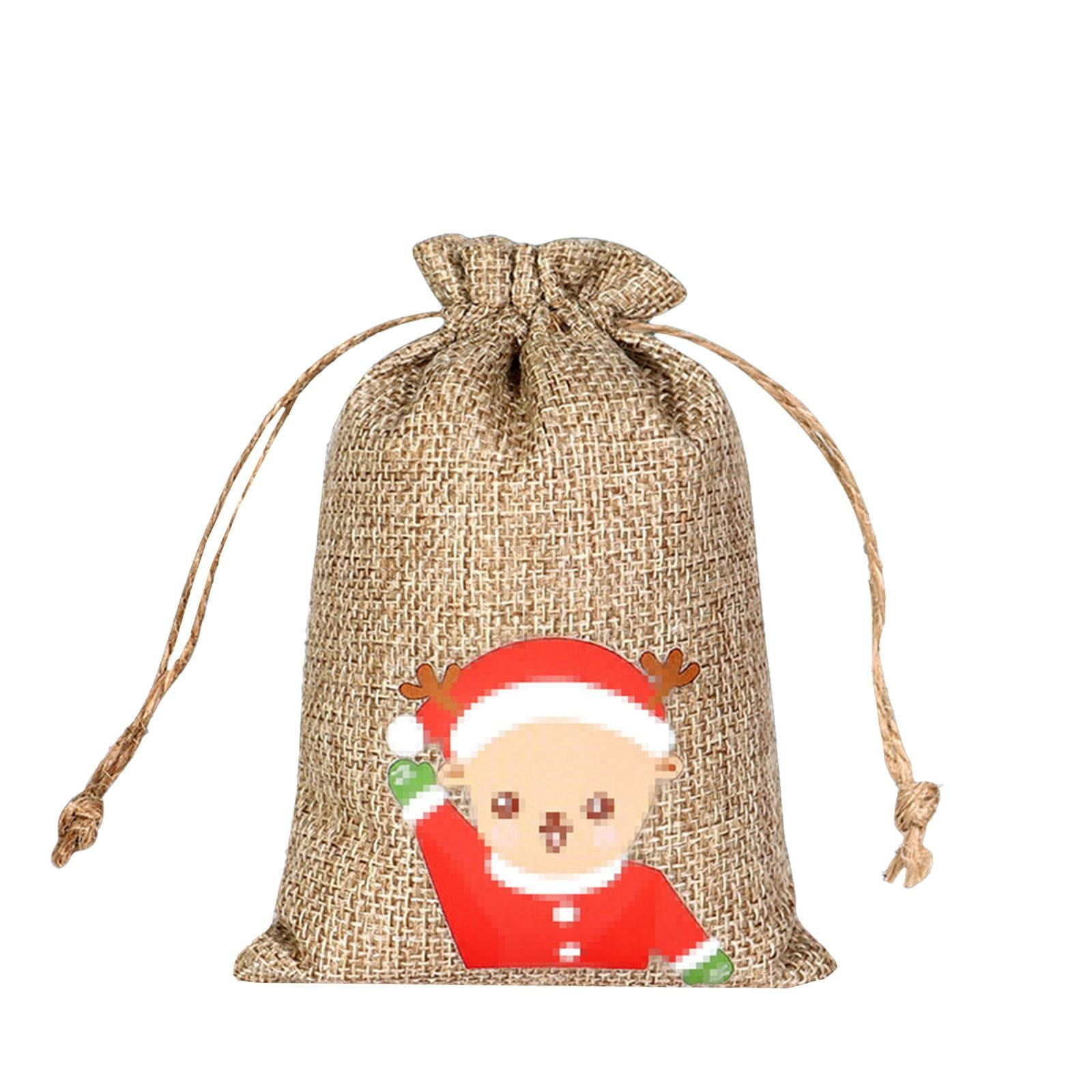 BIZHUA Clearance Christmas Burlap Bag Set Drawstring Advent Calendar