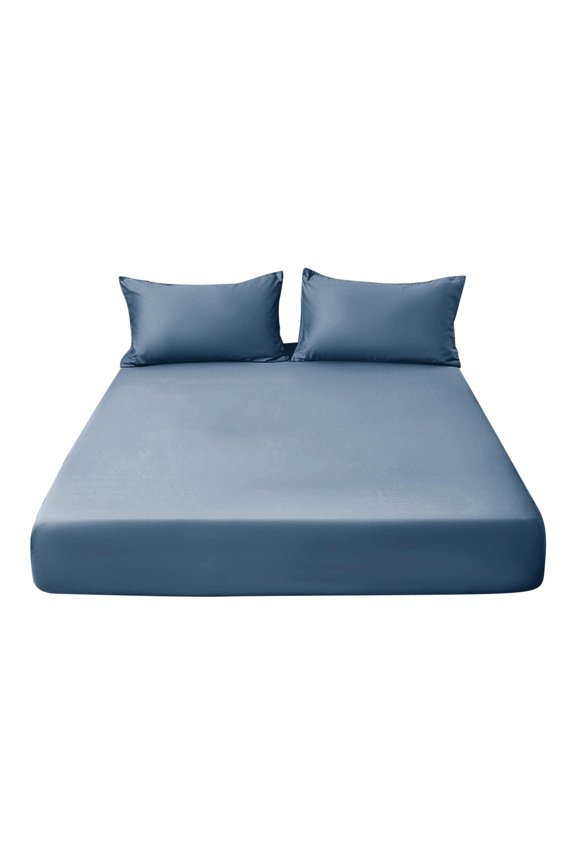 Clearance Four-Piece Set Fitted Bottom Sheet Queen Fitted Sheet Solid Color Fitted Bed Sheet Soft Bottom Sheet with 11" Deep Pocket Washed Mattress Cover Fit Bed Sheets