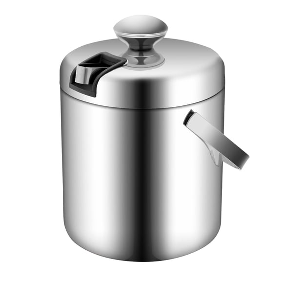 BIZHUA Double Layer Ice Bucket with Lid, 1.3L Portable Wine Chiller for Parties, Stainless Steel Champagne Cooler