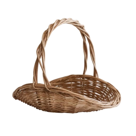 BIZHUA Durable Woven Rattan Multipurpose Tote Basket Ergonomic Carry Handle Rustic Storage Bin For Backyard Vegetable Harvest Outdoor Picnic Gathering