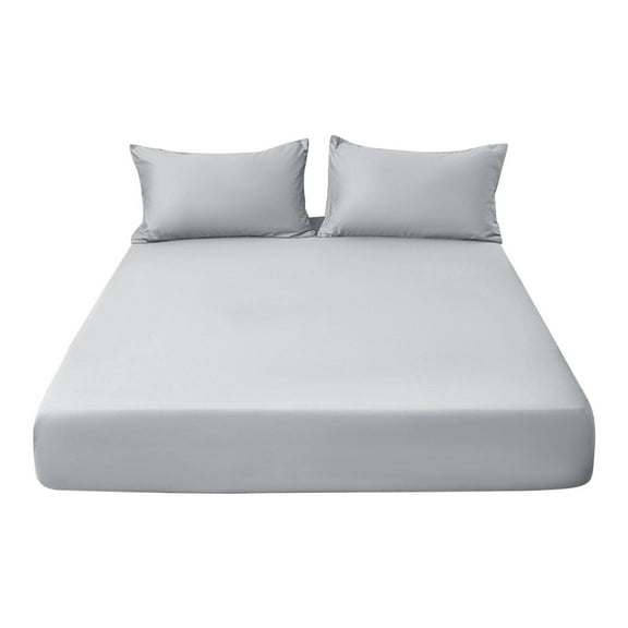 BIZHUA Fitted Bottom Sheet Queen Fitted Sheet Solid Color Fitted Bed Sheet Soft Bottom Sheet with 11" Deep Pocket Washed Mattress Cover Fit Bed Sheets, 1*Fitted Sheet, 2*Pillowcases