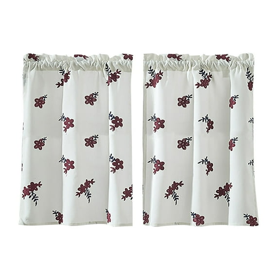 BIZHUA Floral Curtains Kitchen Coffee Curtains Bedroom Rod Curtains Lace Short Curtains Lace Curtains 29 X 24 Inch 2 Panels, 2Pc Curtains