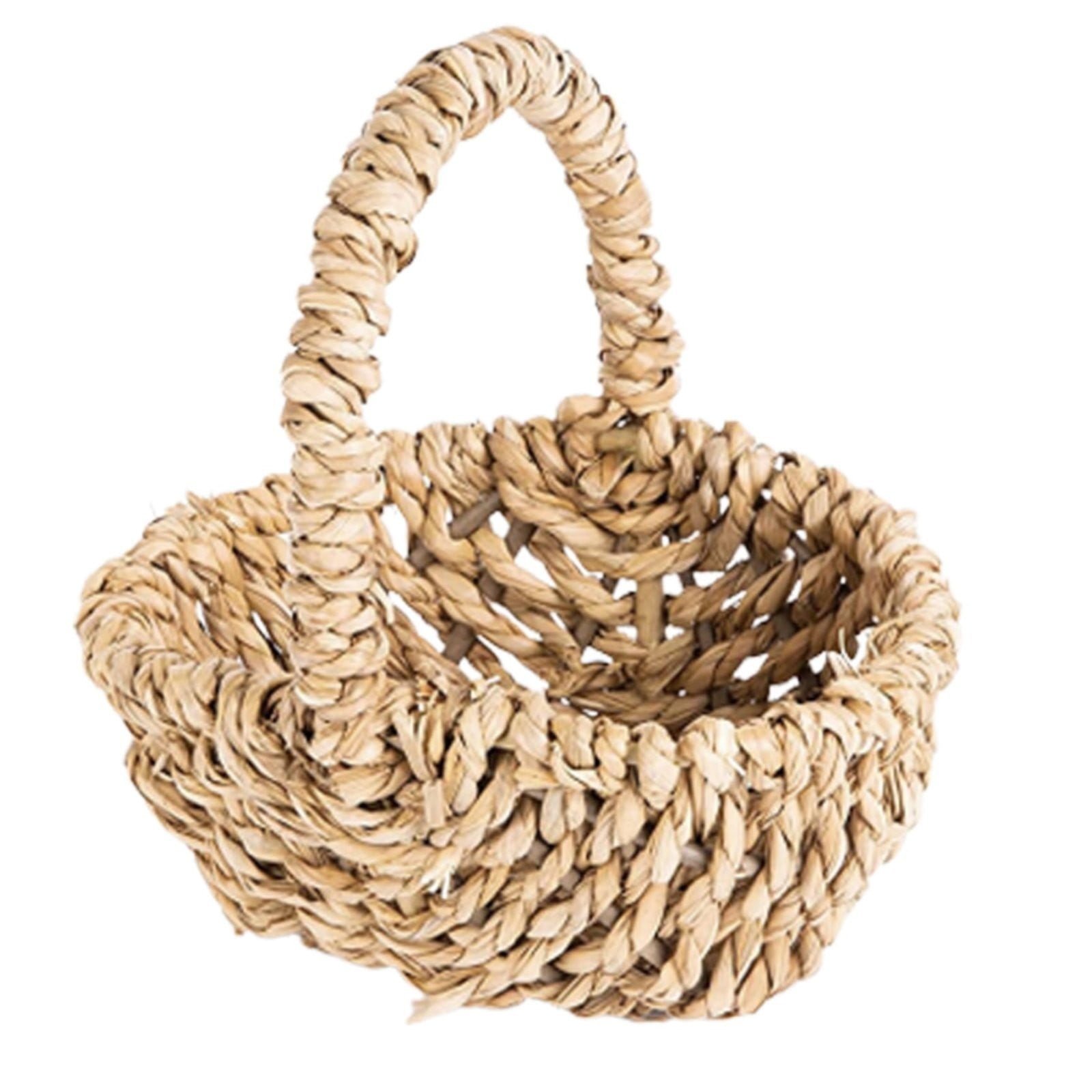 BIZHUA Flower Girl Basket Woven Baskets with Handles for Wedding Easter Egg Hunting Basket Toy Oval Basket Basketflower Girl, One Woven Flower Basket