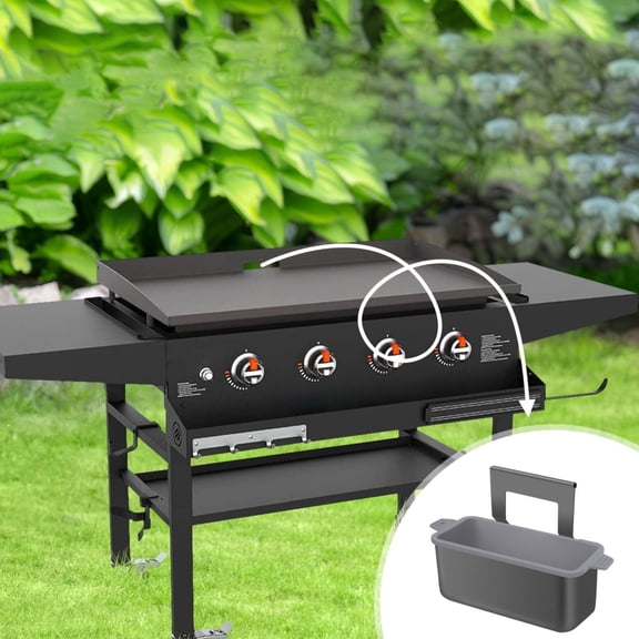BIZHUA Gray Silicone Grill Grease Tray, Nonstick Drip Pan for Gas and Charcoal BBQ, Heat Resistant Mat for Roasting and Smoking