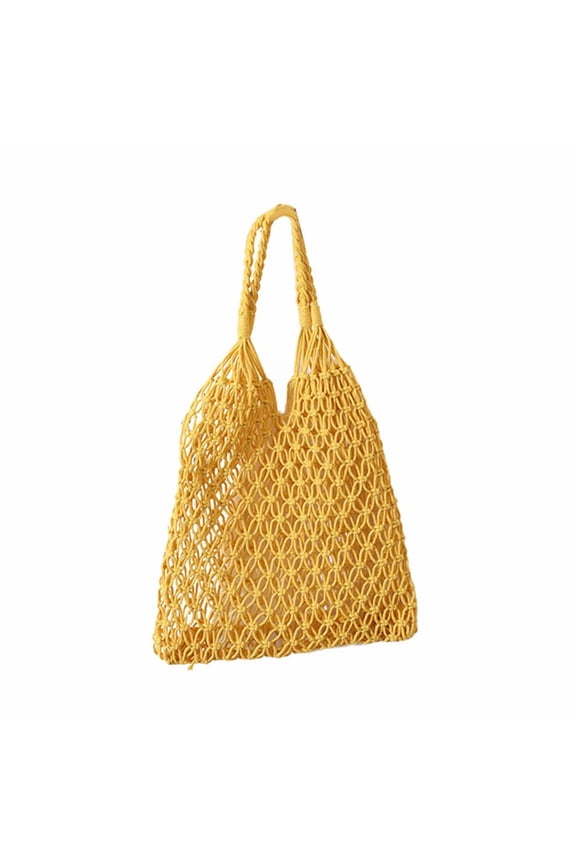Hollow Cut Crochet Bag Hand Woven Bag Beach Bag Women'S Bag Single Shoulder Hand Leisure Hollow Out Travel Holiday Bag, 1. Woven Beach Bag