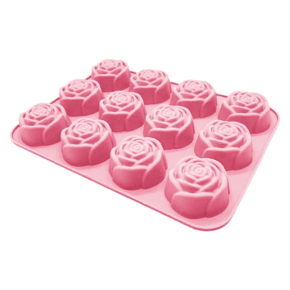 BIZHUA Pink Rose Silicone Cake Mold 26x20cm, Nonstick Baking Pan for Flower Shaped Desserts, Flexible Pastry Tray for Homemade Cakes