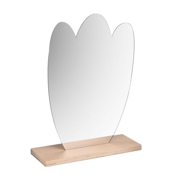 BIZHUA Tabletop Make Up Mirror Board European Style Home Decoration Irregular Wooden, 1X Mirror, 1X Wooden Base