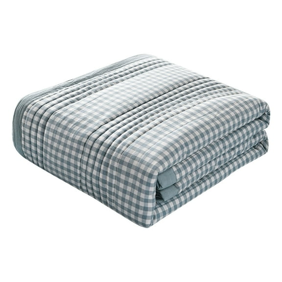 BIZHUA Washable Cotton Fabric Cover Simple Plaid Print Single/Double Extra Large Lightweight Easy Care Sofa Patchwork Blanket Summer Quilt Air Conditioning Quilt (150*200Cm)1* Summer Cool Quilt