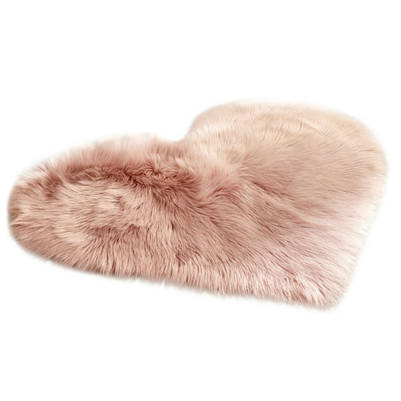 BIZHUA Wool Imitation Sheepskin Rugs Faux Fur Non Slip Bedroom Shaggy Carpet Mats, One Heart-Shaped Carpet