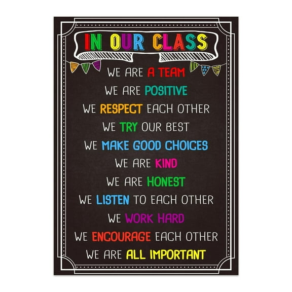 BIZIBAFF Classroom Rules Poster - Motivational Posters for Classroom Laminated Inspirational Class Rules Poster for Elementary Middle School Back to School Classroom Decorations Teacher Supplies