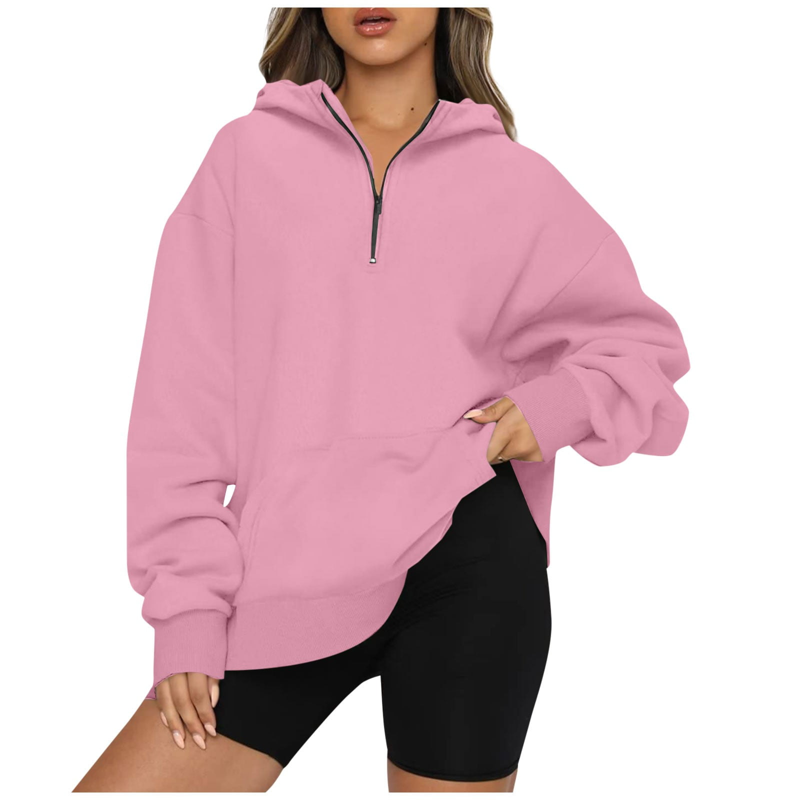 BIZIZA Womens Hooded Sweatshirt Full Zip Quarter Half Zip Up BIZIZA Womens Hooded Sweatshirt Full Zip Quarter Half Zip Up