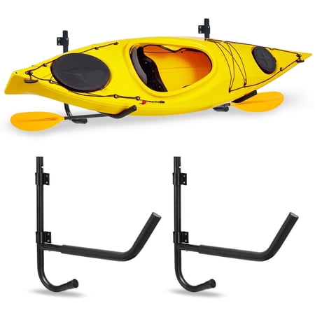 BIZON Kayak Wall Mounted Fold-away Storage Rack with Paddle Hooks for Canoe Paddle Kayak