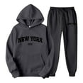 thumbnail image 1 of BIbifish Womens Hoodies Set Casual City Letter Print Cozy Long Sleeve Drawstring Hoodies And Jogger Sweatpants Fall Winter Cozy Sports Outfits, 1 of 3
