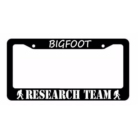 BIgfoot Research Team Sasquatch Hunting League Funny Black License Plate Frame