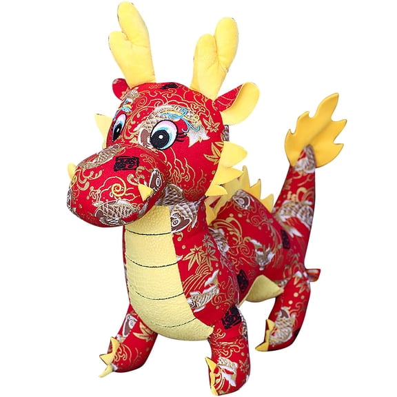 BJBSJSZ Chinese Dragon Plush Year of The Dragon Stuffed Animal Plush Mascot Doll Plushies Zodiac Animal Doll Toy for New Year Spring Festival Birthday for Kids and Collectors