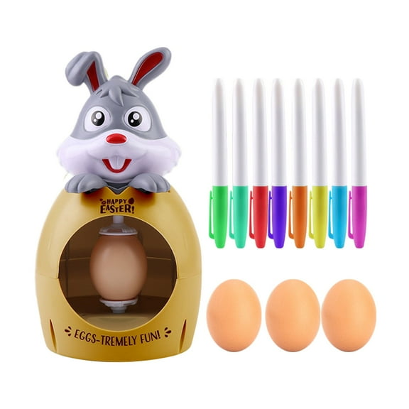 BJBSJSZ Easter Egg Decorating Kit, Easter Gifts for Kids, DIY Egg Coloring Spinner with Colorful Markers & White Eggs, Bunny Easter Toys for Boys, Easter Basket Fillers for Girls, Toddlers