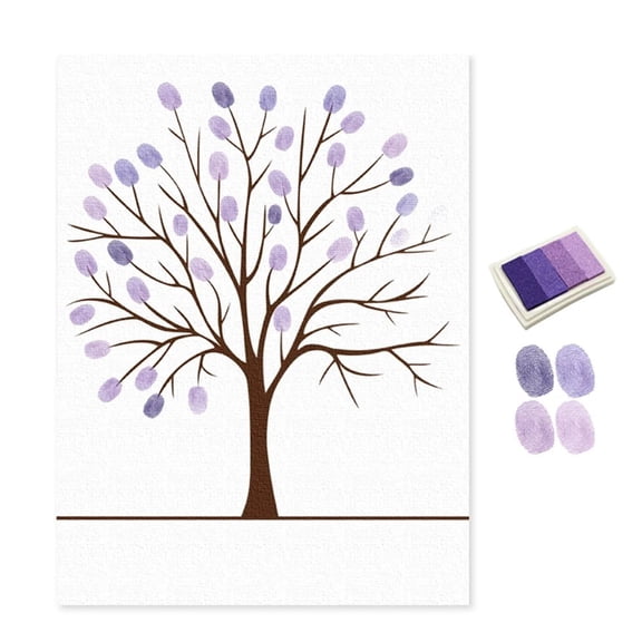 BJBSJSZ Fingerprint Tree Party Wedding Signs Guest Book Ideas, Wall Art Canvas Creative DIY Painting, Fingerprints Tree Canvas Guest Book Painting Creative Tree Fingerprints Painting Decor